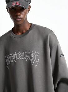 NEON BLANC 男士街头时尚宽松印花圆领长袖套头衫，适合秋冬