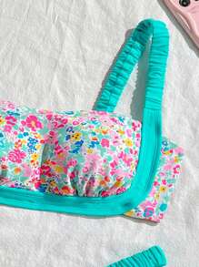 SHEIN Swim Summer Women's Beach Holiday Ditsy Floral Bikini Set - Multicolor - View 8