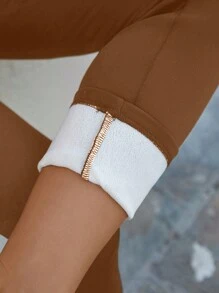 SHEIN Pregnant Women Solid Color Adjustable Waist Casual Versatile Leggings