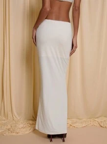 COSMINA Women's Low Waist Rhinestone Design Fishtail Hem Elegant Fashion Skirt - Cream - View 2
