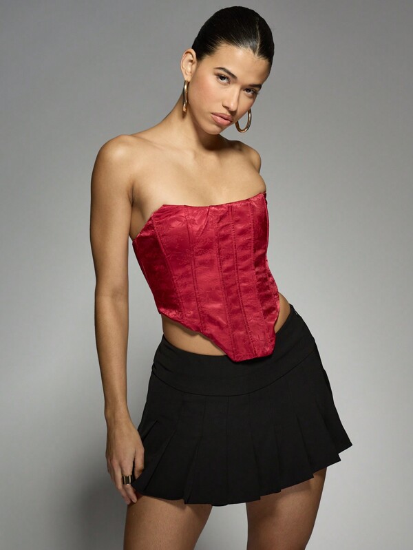 MISSGUIDED Corset luxos din satin Top Bustier Evening Party Club Îmbrăcați Design de culturi fără bretele structurate dezosate Vacanță Valentines Ocazie specială