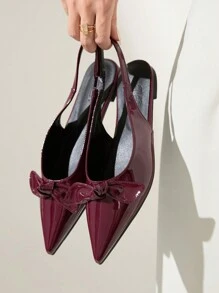 CUCCOO CHICEST Women's Shiny Bow Decor Pointed Toe Fashion Party High Heels Pumps Valentines