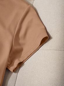 INAWLY 女士心形刺绣豹纹圆领短袖 T 恤图案 T 恤女式上衣 - 咖啡棕 - 查看 6