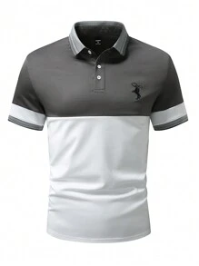 Manfinity Homme Men's Knight Pattern Striped Short Sleeve Casual Commuter Polo Shirt - Multicolor - View 4