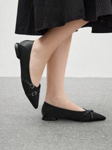 CUCCOO BIZCHIC Women's Black Crossover Strap With Silver Decor Buckle Minimalist Casual Flat Slide Sandals Spring Shoes Spring Break Easter - Black - View 6