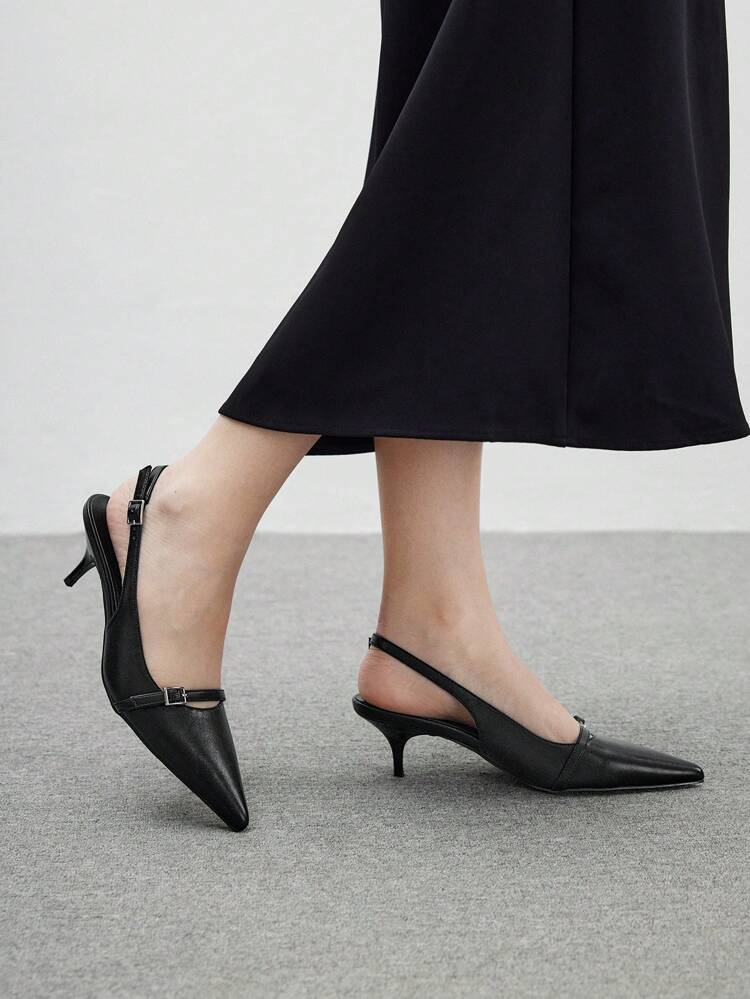 CUCCOO BIZCHIC Zapatos de tacón elegantes de punta fina para uso diario de color liso para mujer