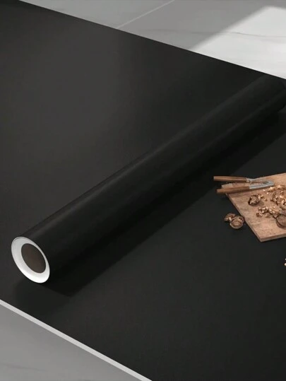 40x100cm/300cm/500cm Matte Black Peel And Stick Wallpaper – Thickened Self-Adhesive PVC Removable Wallpaper For Bedroom, Living Room, Furniture, Desktop Decoration, Home Renovation, DIY Stickers, Autumn Fall Decor, Durable Waterproof Wall Sticker (1 Roll)