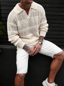 ARLO REED Sweater Pria Lengan Panjang Kerah Lipat Warna Polos Minimalis, Pakaian Kasual Sehari-hari, Musim Gugur - MultiWarna - View 4