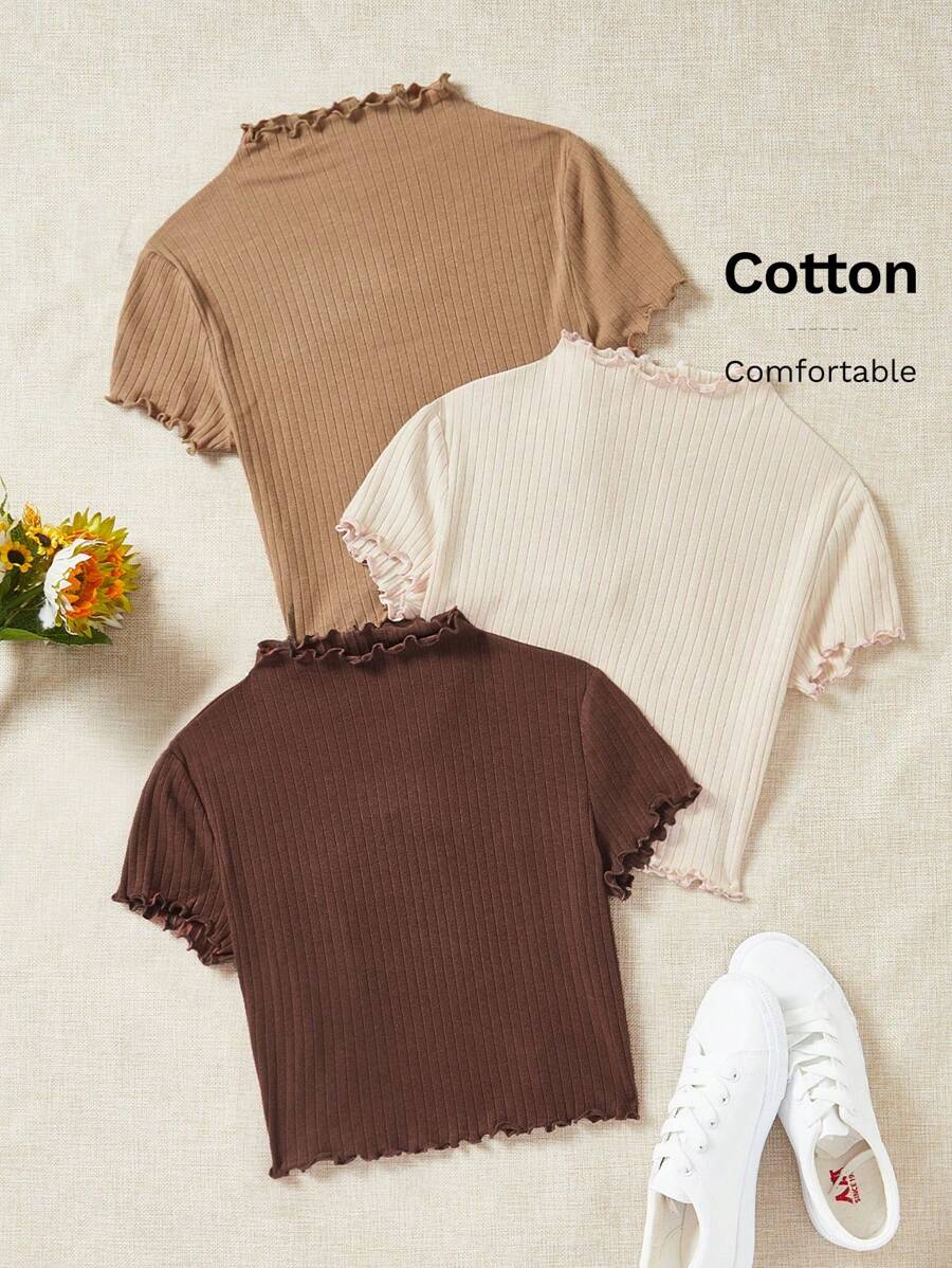 SHEIN EZwear 3入組生邊立領t恤 - 彩色 - 查看 1