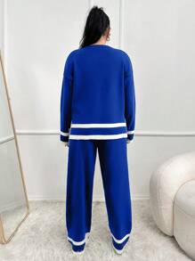 RueChic 条纹细节大码毛衣套装