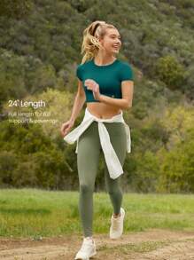 GLOWMODE 24" FeatherFit™ Low Impact 3/4 Leggings Gym Fall Winter