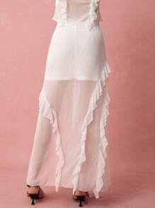 Enchnt Jupe à cordon de serrage blanc à motif de feuille de lotus romantique pour femmes, pour le printemps et l'été. Portez au quotidien, doux et élégant pour la Saint-Valentin, les vacances, les rendez-vous doux et les sorties quotidiennes.