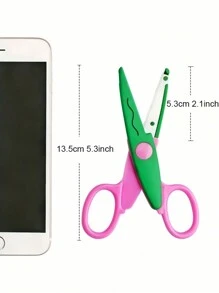 Bộ 6 kéo thủ công trang trí nhiều màu sắc bằng nhựa ABS cán chống trượt dùng cắt giấy làm sổ lưu niệm làm thiệp nghệ thuật tự làm thiết kế mẫu - Nhiều màu - Xem 2