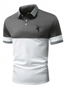 Manfinity Homme Men's Knight Pattern Striped Short Sleeve Casual Commuter Polo Shirt - Multicolor - View 3