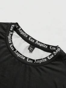Manfinity Homme Plus Size Heren Letter Print Ronde Hals Korte Mouw Casual T-shirt