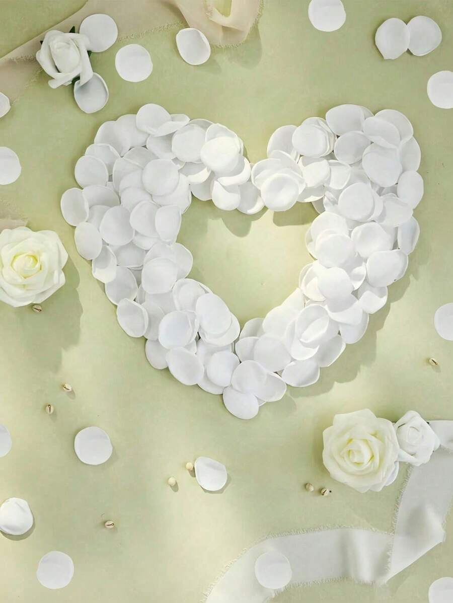 100 片人造酒红色玫瑰花瓣，用于浪漫装饰，非常适合婚礼、周年纪念日、情人节。优质丝绸般的材料，栩栩如生。营造梦幻迷人的氛围，非常适合 DIY 工艺品、桌面散布或摄影道具 - 白色 - 查看 1