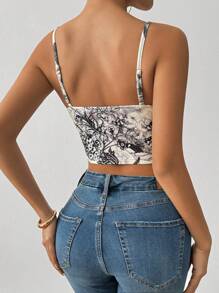Chiquease Vintage potloodtekening bloemenprint strapless elastische bodycon imitatie visgraat vrouwen camisole tanktop