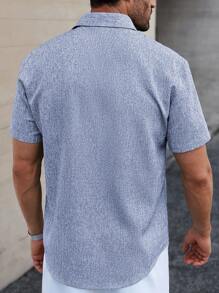 Manfinity Homme Manfinity CasualCool Men's Linen Striped Short-Sleeved Shirt For Daily Commute In Summer - Blue - View 2