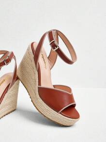 Styleloop Chic Vacation Style Platform Thick Sole High Heel Sandals, Black Open Toe Wedge Heels