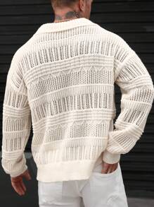 ARLO REED Sweater Pria Lengan Panjang Kerah Lipat Warna Polos Minimalis, Pakaian Kasual Sehari-hari, Musim Gugur - MultiWarna - View 2