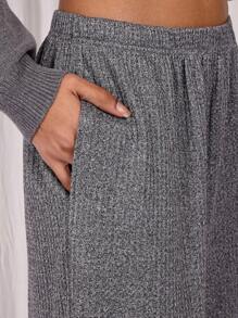 COSMINA 女士松紧腰口袋休闲裤，日常宽松款式 - 灰色 - 查看 6