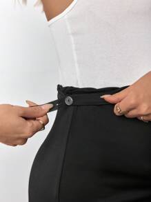 SHEIN Lace Patchwork Maternity Slim Fit Long Pants - Black - View 5