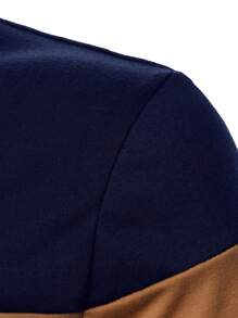 Manfinity Homme Men's Color Block Round Neck Short Sleeve Casual T-Shirt - Navy Blue - View 4