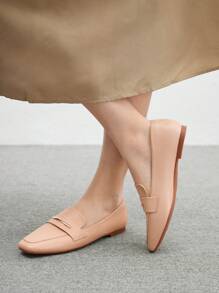 CUCCOO BIZCHIC Simple Apricot Fashion Elegant Commute Square Toe Flat Shoes Spring Shoes Spring Break Easter - Apricot - View 2
