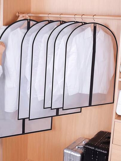 SHEIN 1/2/5pcs (4 Size Optional) Collapsible Clothes Storage Cover With Sealing Zipper, Dustproof And Waterproof Clothes Storage Bag For Suit Coat And Overcoat, Closet Organizer, Garment Dust Cover, Wardrobe Clothes Protector Decorations Decor Festival Decor Room Decor Home Decor Decor Bedroom Decor