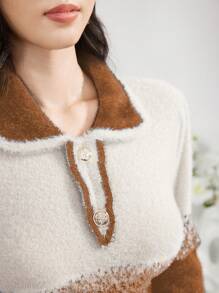 Modelyn Damska sukienka sweterkowa z długim kołnierzem i eleganckim ombre