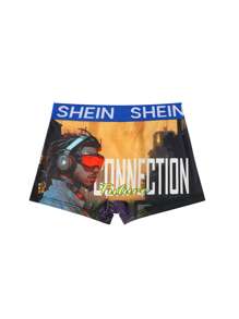 SHEIN 5 stuks verpakking minimalistische boxershorts voor tienerjongens met stadsheldenprint