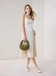 MOTF PREMIUM 1 件女士时尚通勤纯色褶皱云朵单肩手提包 - 橄欖綠 - 查看 6