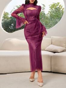 Modelyn Vestido casual de uso diario con mangas largas, minimalista y con estilo para mujeres
