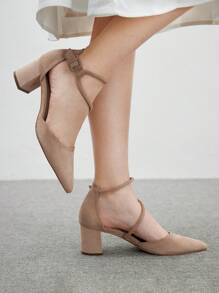 CUCCOO BIZCHIC Zapatos de tacón alto de punta afilada con diseño simple, para uso casual diario