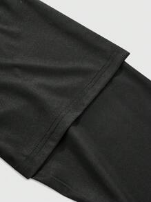 Manfinity Roghcode Manfinity EMRG Herren Schwarzes Lässig 2 in 1 T-Shirt, Mona Lisa Gemälde Muster Design Langarm T-Shirt, Weicher Stoff, Grafik Herren T-Shirt, Oversized T-Shirt, Freundesgeschenke - Schwarz - Übersicht 6