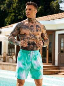 Manfinity VDAYZ Men's Front Tie Printed Double-Layer Casual Beach Shorts