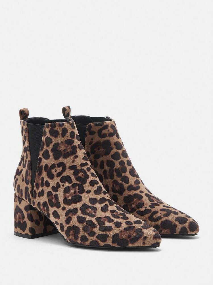 CUCCOO BIZCHIC Women Chic Leopard Print High Heel Ankle Boots Valentine's Day
