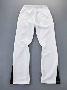 Aesthetic Post Men's Street-Style Athletic Sweatpants With An INS-Inspired, High-Street Chain Digital Print Design And A Slightly Flared Cut In White-Perfect For Weekend Getaways In Boston, Music Festivals, And Hawaiian Beach Vacations, As Well As Everyday Casual Wear. They Also Make Great Gifts For Boyfriends Or Husbands, Fitting Into Streetwear, Y2K, Hip-Hop Rock, And Basketball Fashion, Ideal For Gifting To Friends, Husbands, Or Boyfriends. Men Joggers ,Men's Boston Weekend Casual White Sweatpants , Y2k Clothes Men , Men Graphic Pants , - Multicolor - View 2