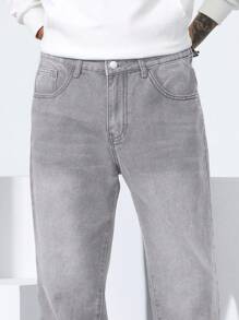 Manfinity Homme Męskie proste, luźne, casualowe jeansy z kieszeniami, uniwersalne