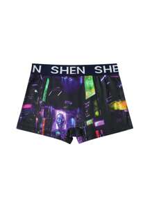 SHEIN 5 stuks verpakking minimalistische boxershorts voor tienerjongens met stadsheldenprint