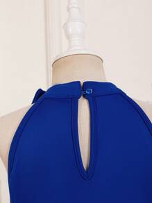 SHEIN Leap Crew 青少年女孩民族风华丽挂脖无袖上衣和碎花裙套装 - 藍色 - 查看 7