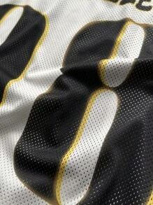 Aesthetic Post--Men's Solid Color Panel Digit Print Simple Casual Basketball Jersey Style T-Shirt - White - View 3