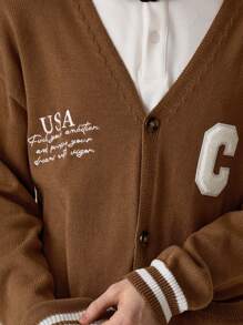 Manfinity VCAY Cárdigan de punto casual y holgado de manga larga para hombre, para otoño e invierno - Amarillo Mostaza - Ver 6