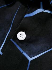 Manfinity LEGND 大码男士几何印花长袖单排扣休闲衬衫，适合秋季