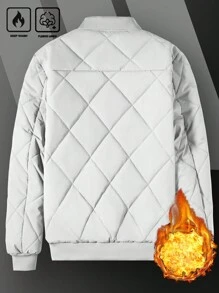 Manfinity Homme Loose Fit Men's Baseball Collar Zip Up Quilted Coat - Apricot - View 2