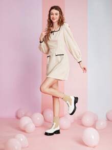 SheIn MOD Botas Cortas De Moda Para Mujer Con Forro De Lana - Albaricoque - Ver 5