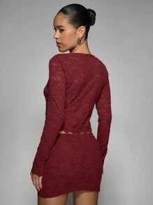 MISSGUIDED Luxury Lace Button-Front Cardigan And Mini Skirt Set Date Night Party Club Evening Wear Two-Piece Outfit Fall Winter Fashion Set Christmas