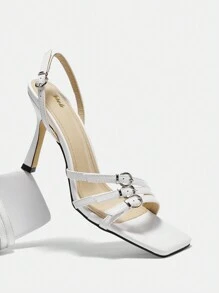 CUCCOO BIZCHIC Women's High Heeled Sandals With Ankle Strap, Thin Heels, Simple Design Elegant Basics Business Casual Business Chic