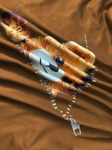 T-shirt graphique à manches courtes ajusté et à motif de dessin animé pour femmes