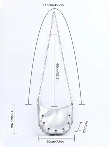 ROMWE Grunge Punk 1 pièce Sac bandoulière polyvalent futuriste Y2K à maillons en chaîne argenté